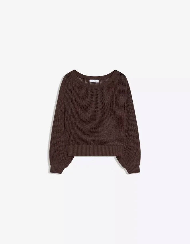 Sweter w stylu rustykalnym z ażurowym wzorem Sweter w stylu rustykalnym z ażurowym wzorem