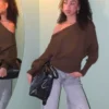 Sweter z asymetrycznym ściągaczem u dołu Sweter z asymetrycznym ściągaczem u dołu