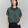 Sweter z kołnierzykiem koszulki polo w paski – topy i body