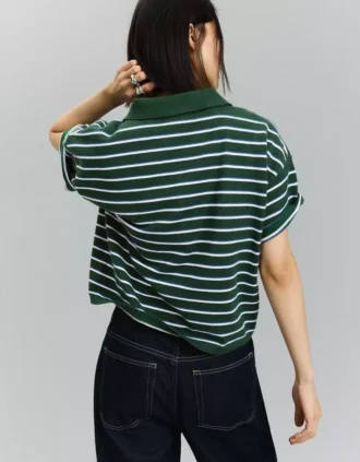 Sweter z kołnierzykiem koszulki polo w paski – topy i body