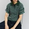 Sweter z kołnierzykiem koszulki polo w paski – topy i body
