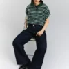 Sweter z kołnierzykiem koszulki polo w paski – topy i body