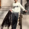 Sweter z nadrukiem o fakturze frotte