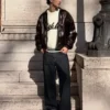 Sweter z nadrukiem o fakturze frotte