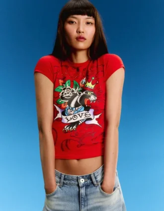 T-shirt z krótkim rękawem i nadrukiem Ed Hardy X Bershka T-shirt z krótkim rękawem i nadrukiem Ed Hardy X Bershka