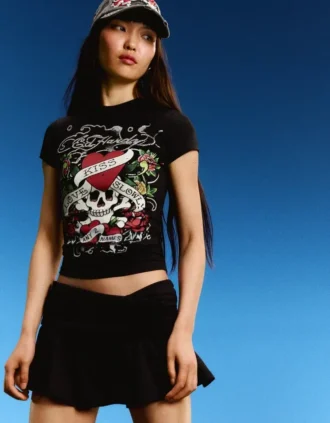 T-shirt z krótkim rękawem i nadrukiem Ed Hardy X Bershka