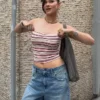 Top bandeau w paski z metaliczną nicią