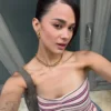 Top bandeau w paski z metaliczną nicią