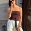 Top bandeau wiązany z przodu – #Bershkastyle – damski