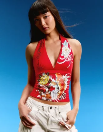 Top z wiązaniem na szyi Ed Hardy X Bershka