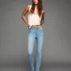 Wysokie, miękkie Jeansy Skinny – Spodnie